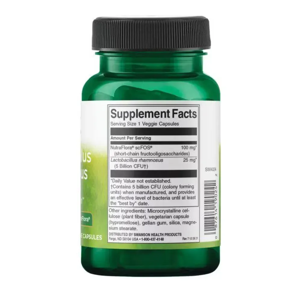 Swanson Lactobacillus Rhamnosus with Fos 5 Billion Cfu - 60 Qualicaps, фото 2