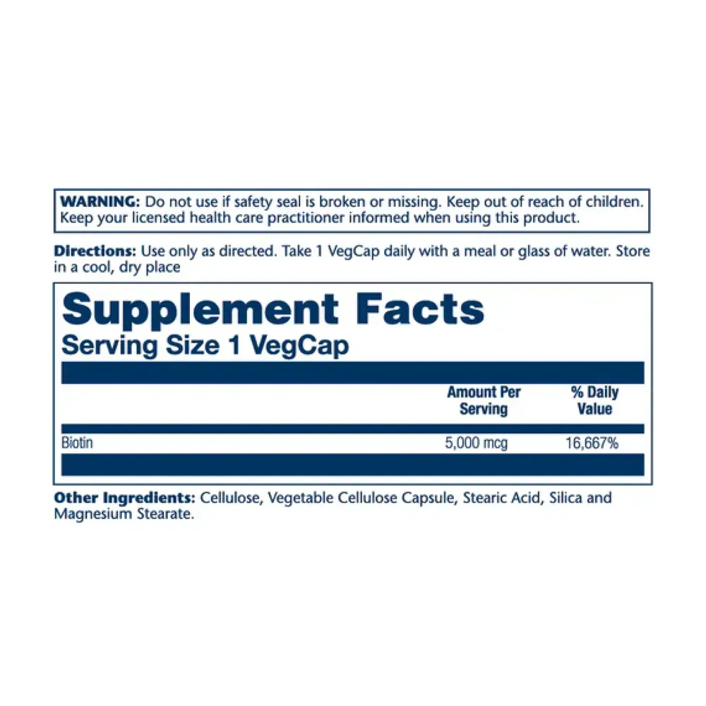 Biotin Timed-Release 5000mcg - 60 vcaps