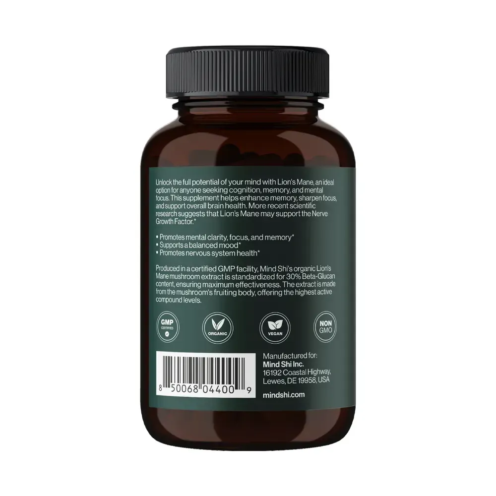 Lion's Mane Mushroom 1000 mg - 60 vegcaps