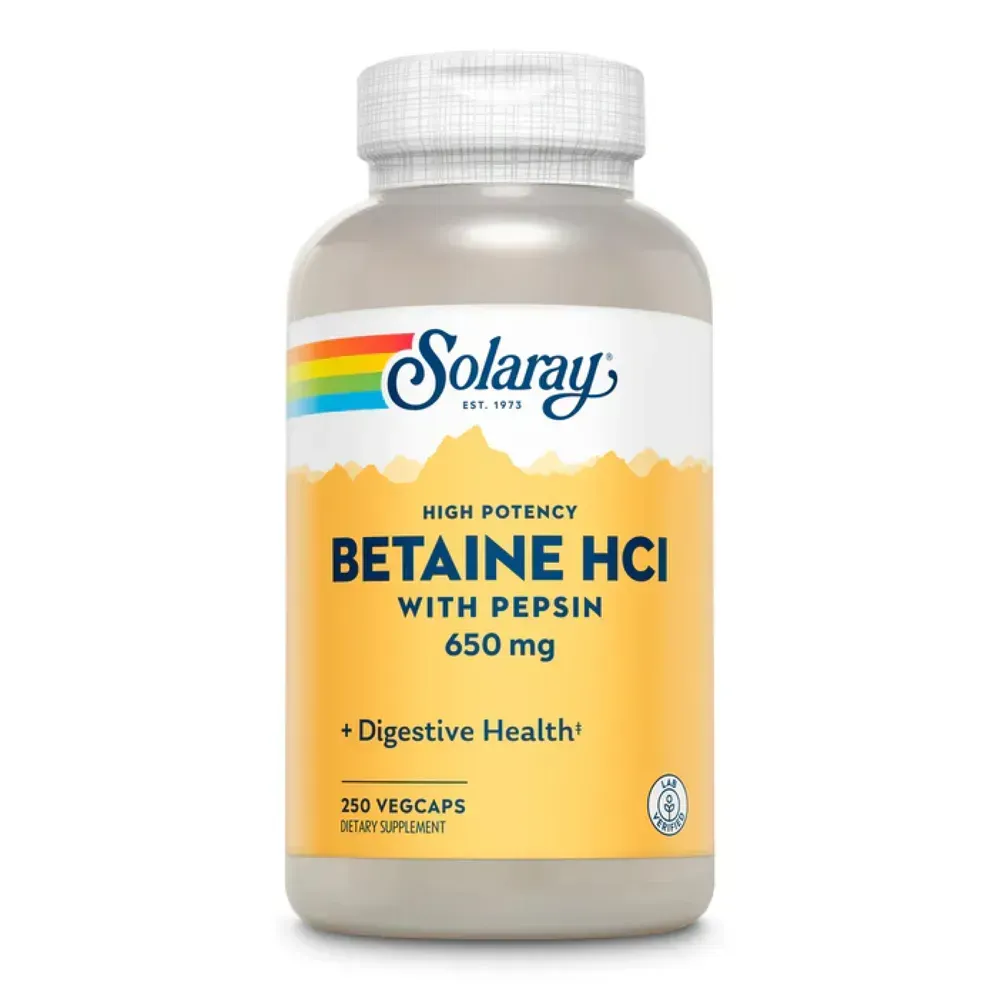 High Potency Betaine HCl with Pepsin 650mg - 250 veg caps