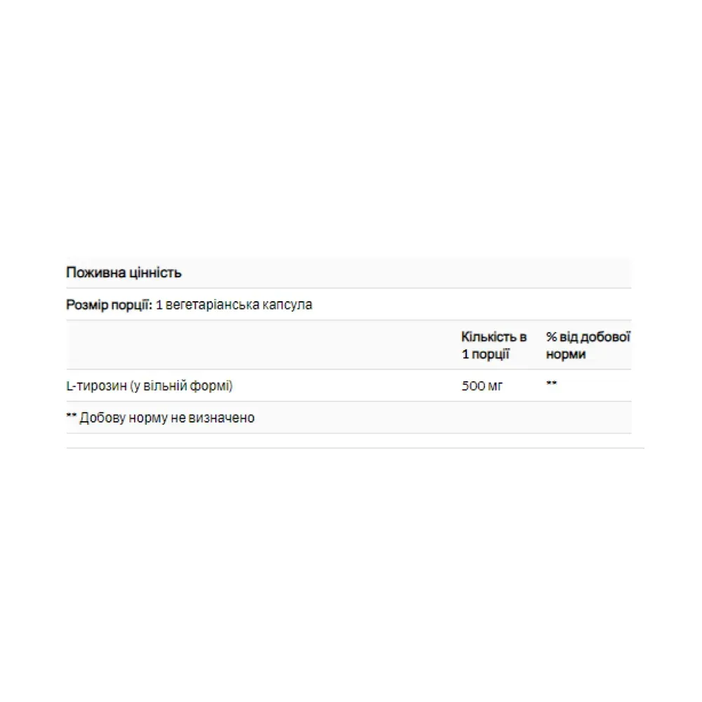 L-Tyrosine 500mg - 100 vcaps