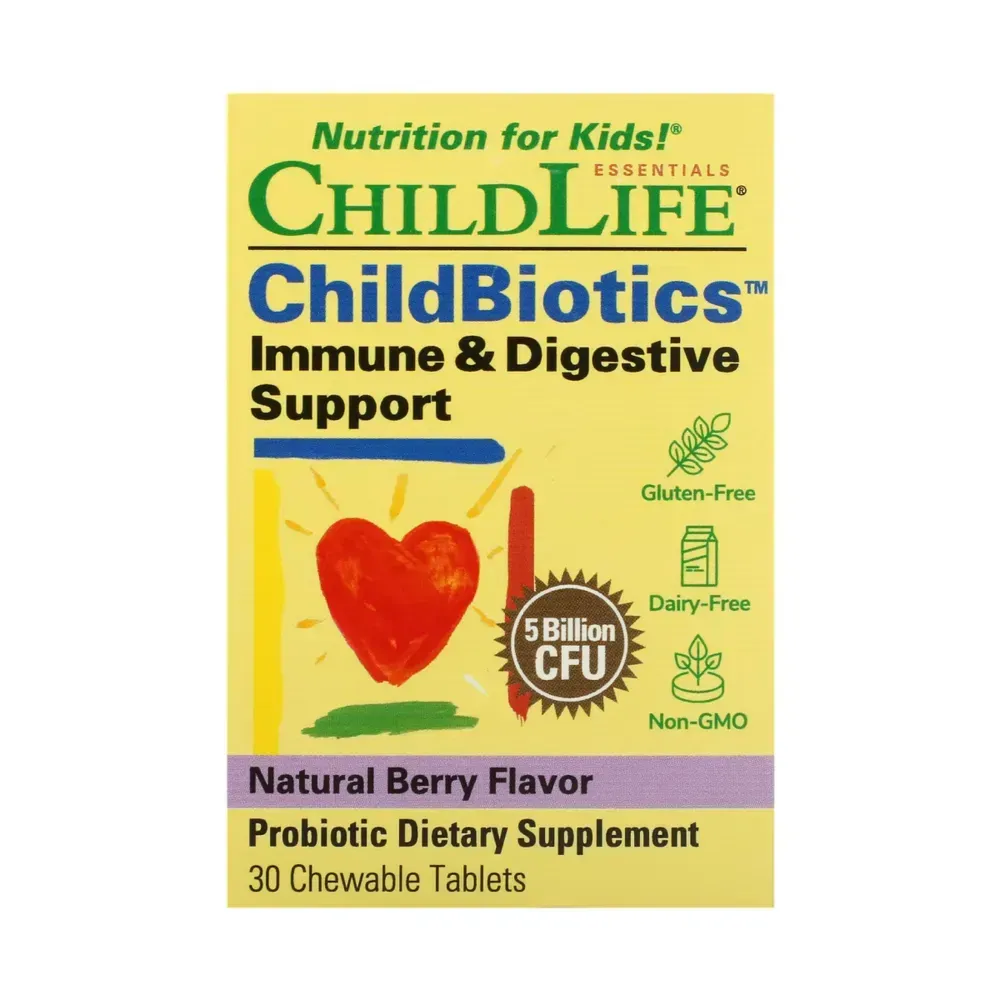 ChildLife Essentials ChildBiotics Immune + Digestive Support - 30 Chewable tabs Natural Berry, Дикі ягоди