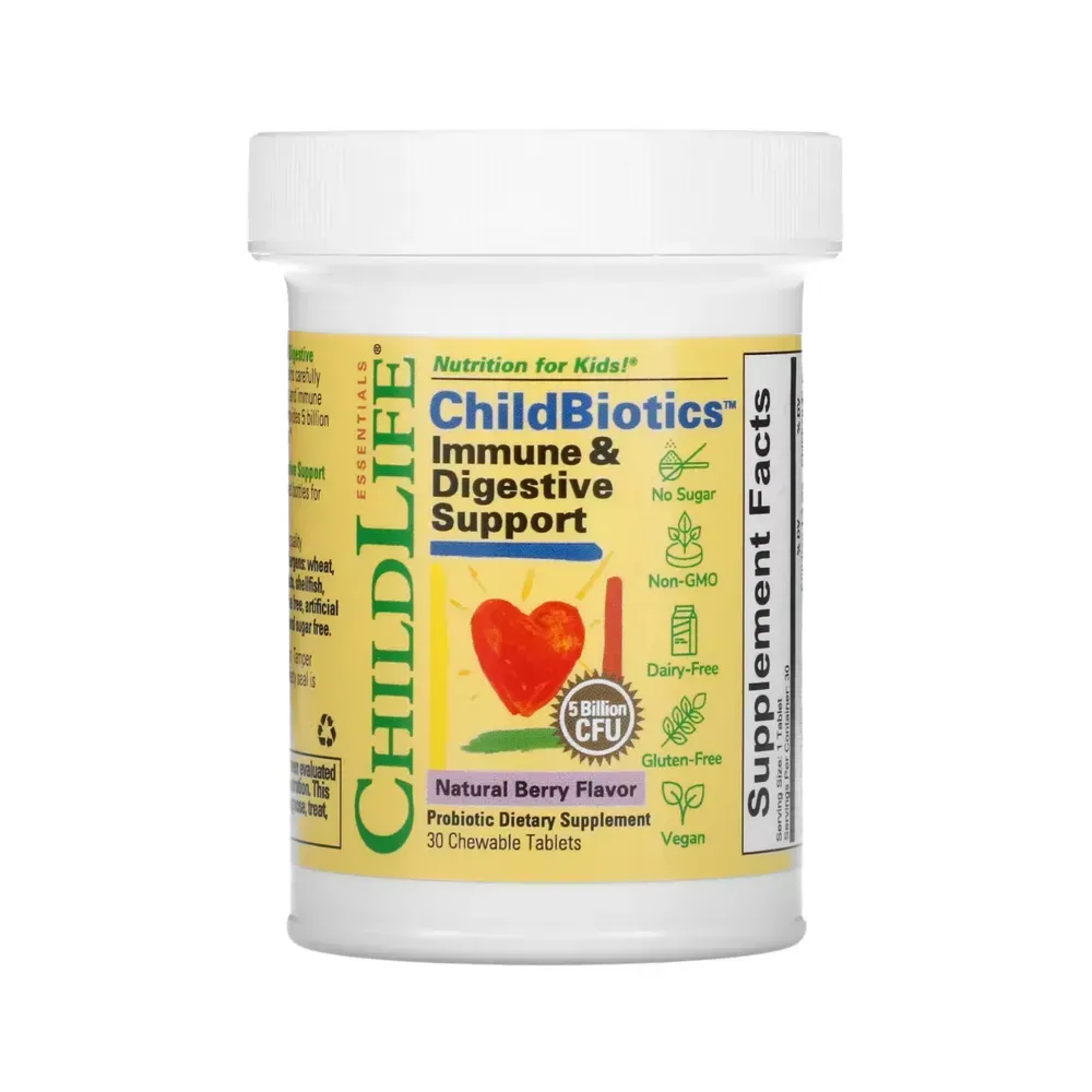 ChildLife Essentials ChildBiotics Immune + Digestive Support - 30 Chewable tabs Natural Berry, Дикі ягоди, фото 3