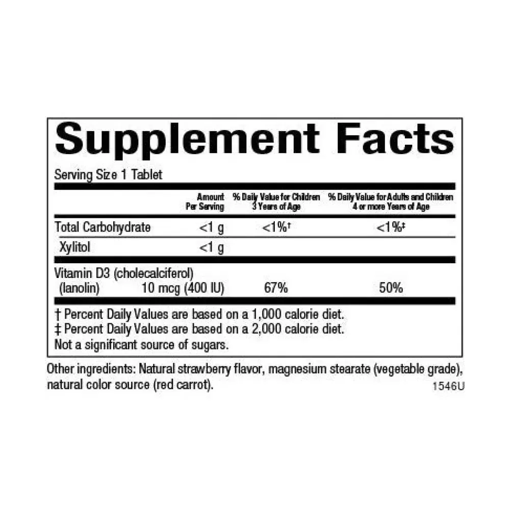 Vitamin D3 10 mcg (400 IU) - 250 tabs Berry Bunch