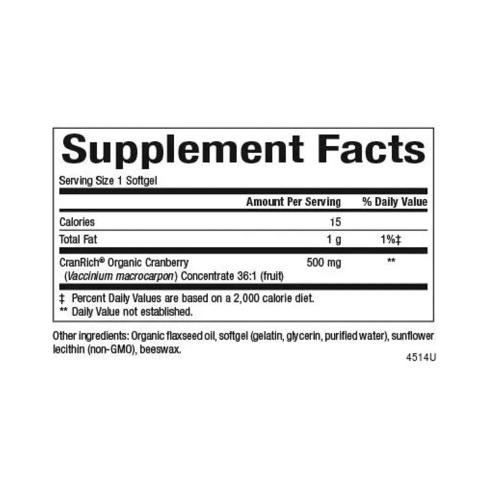 CranRich®️ Super Strength Organic Cranberry Concentrate 500mg - 90 softgels