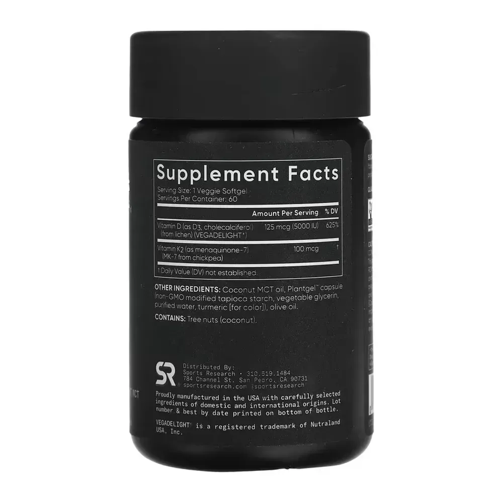 Vegan D3 5000iu + Vitamin K2 100mcg - 60 softgels