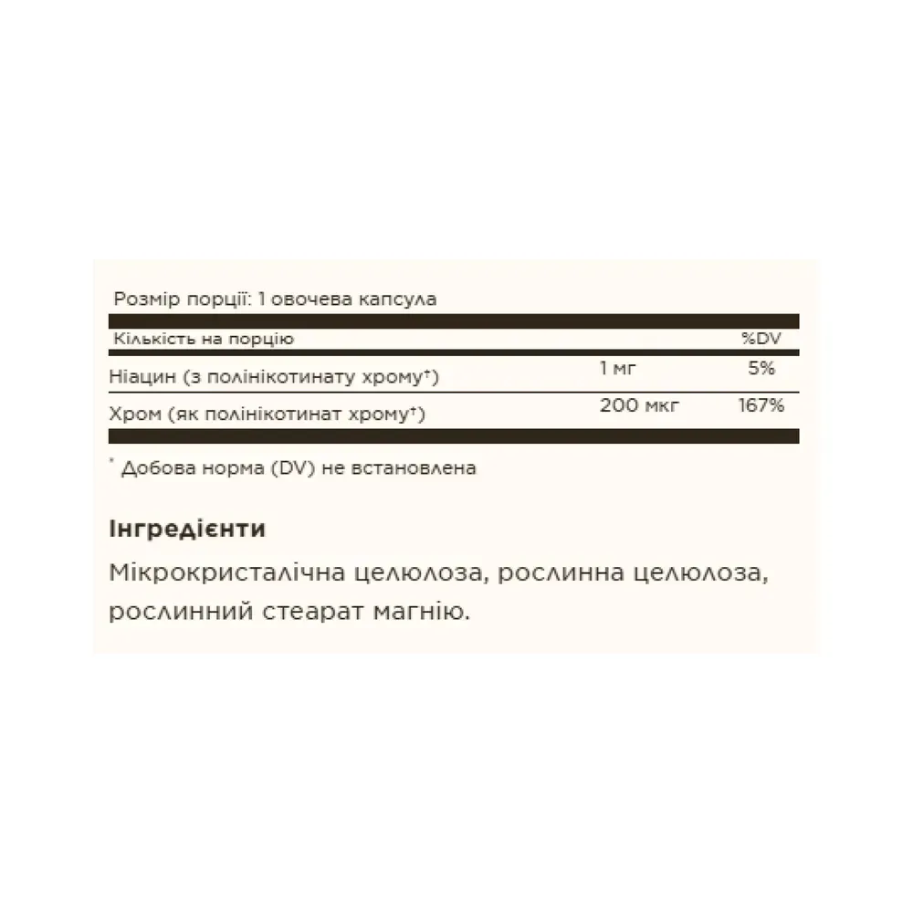 Chromium Polynicotinate 200mcg YeastFree - 100 vcaps