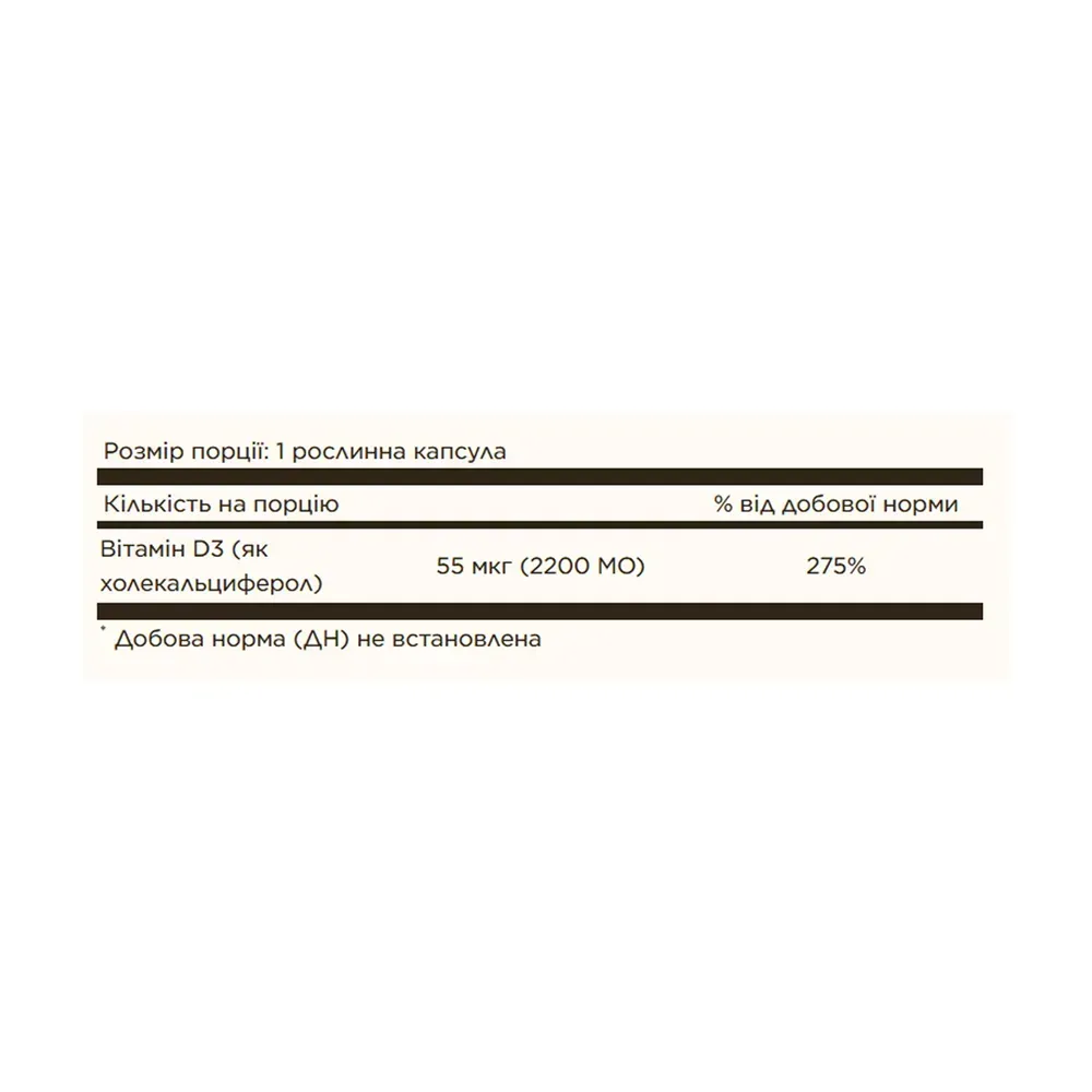 Vitamin D3 (Cholecalciferol) 55 mcg (2200 IU) - 50 vcaps