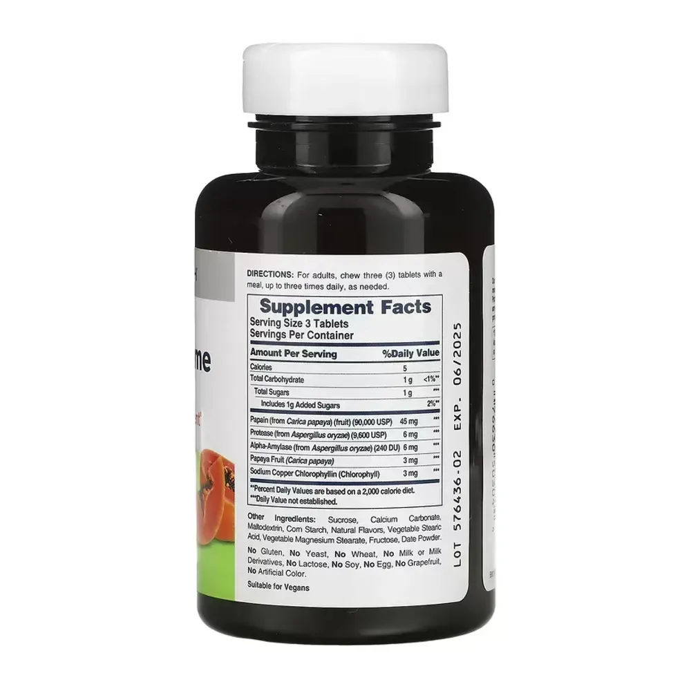 American Health Papaya Enzyme with Chlorophyll Chewable - 100 chewables, фото 2