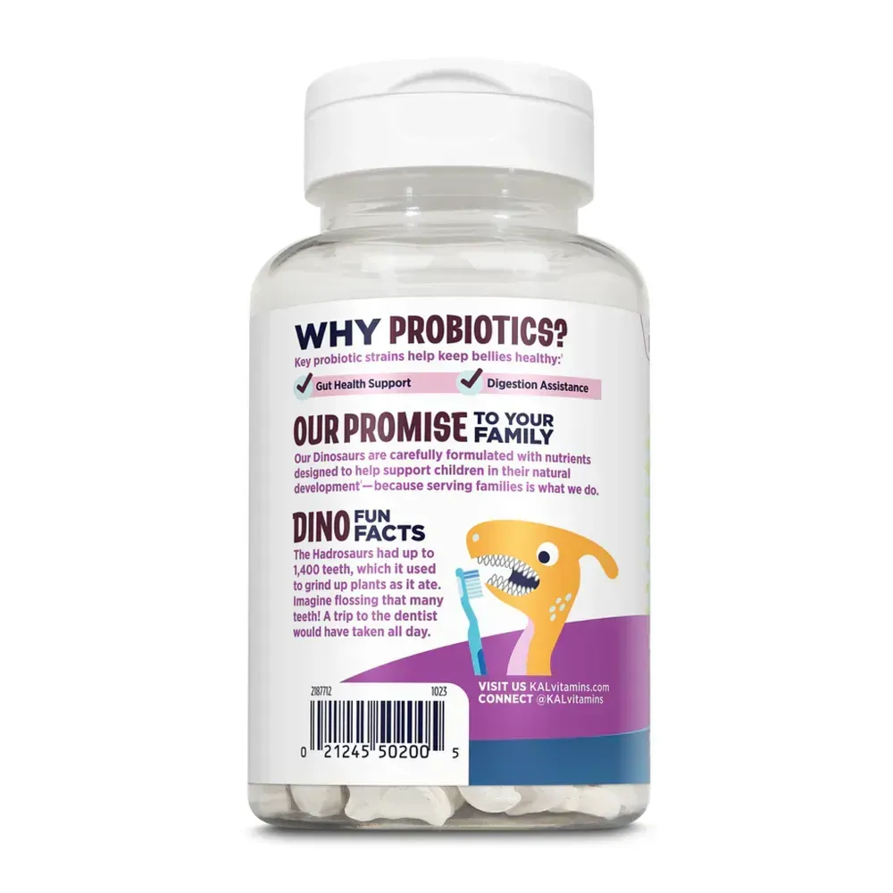 KAL Dino-Dophilus™ Kids Probiotic - 60 chewables Black Cherry, Чорна вишня, фото 3