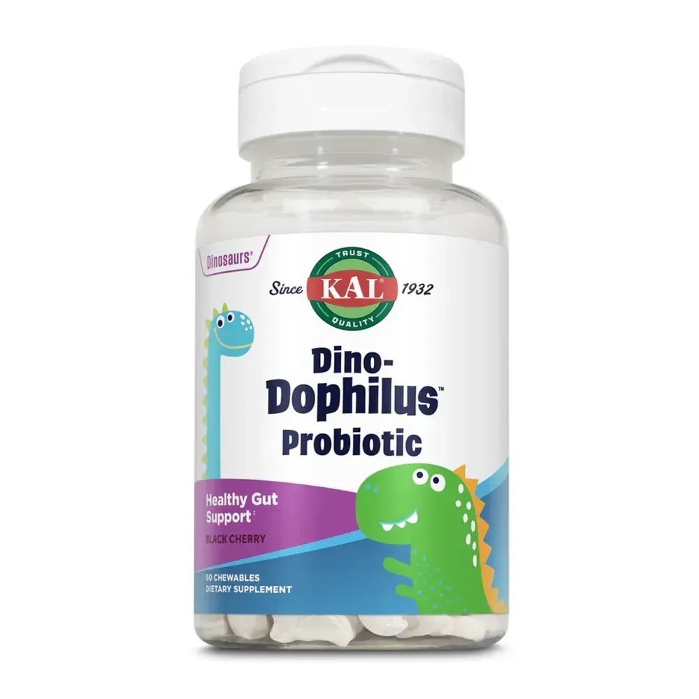 KAL Dino-Dophilus™ Kids Probiotic - 60 chewables Black Cherry, Чорна вишня