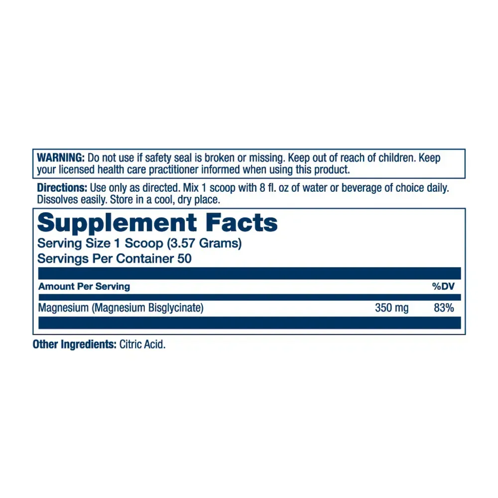 Magnesium Glycinate Powder - 279g Unflavored