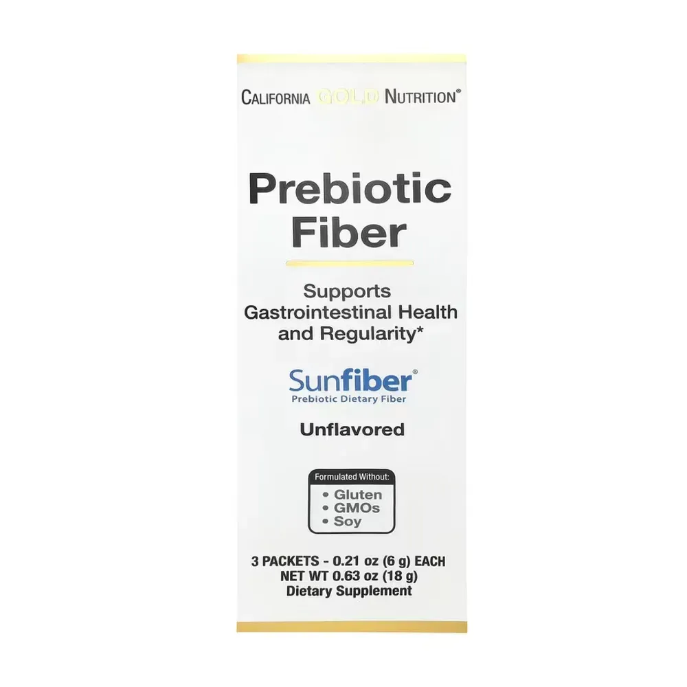 California Gold Nutrition Prebiotic Fiber - 3 packets Unflavored, Без смаку