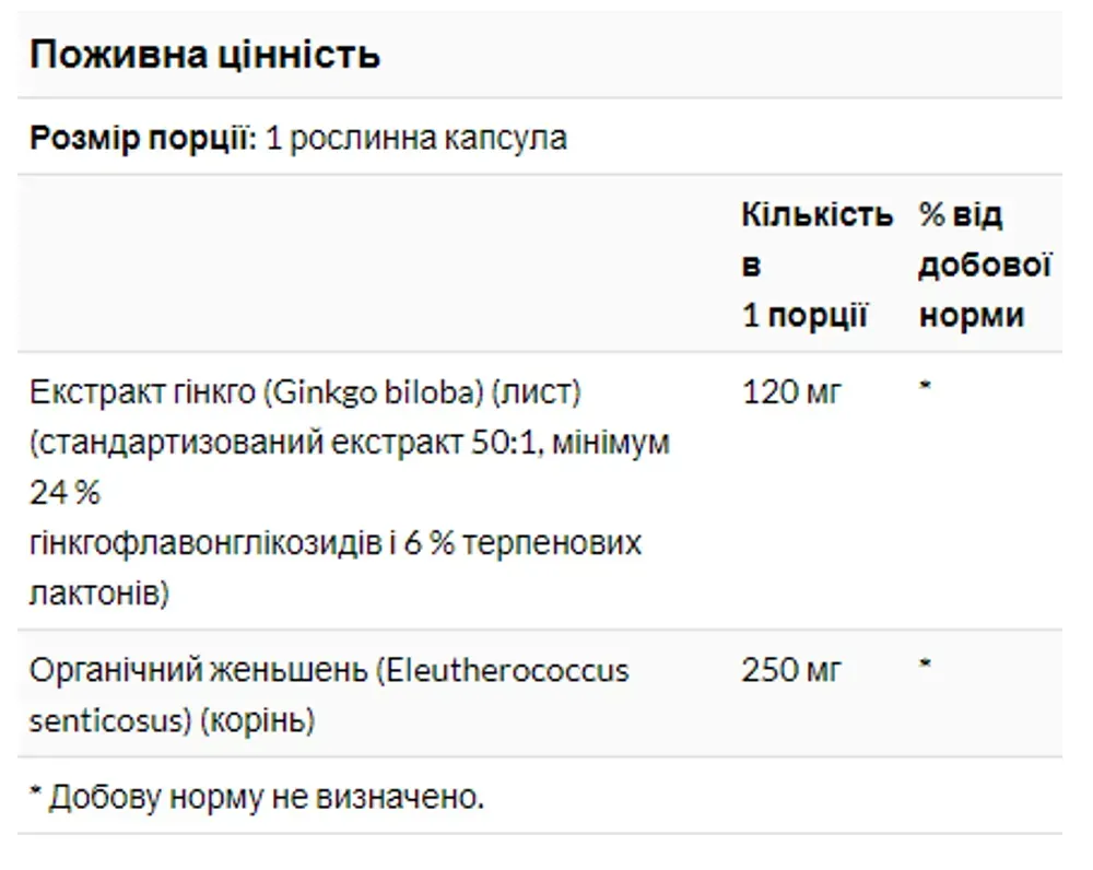 Ginkgo Biloba 120mg - 50 vcaps