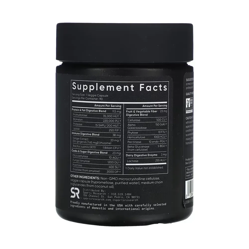 Sport Research Digestive Enzymes + Probiotic - 90 veggie capsules, фото 2