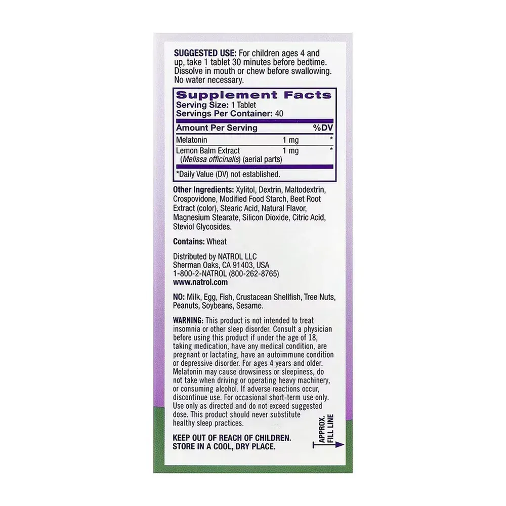 Kids Melatonin 1mg - 40 tabs