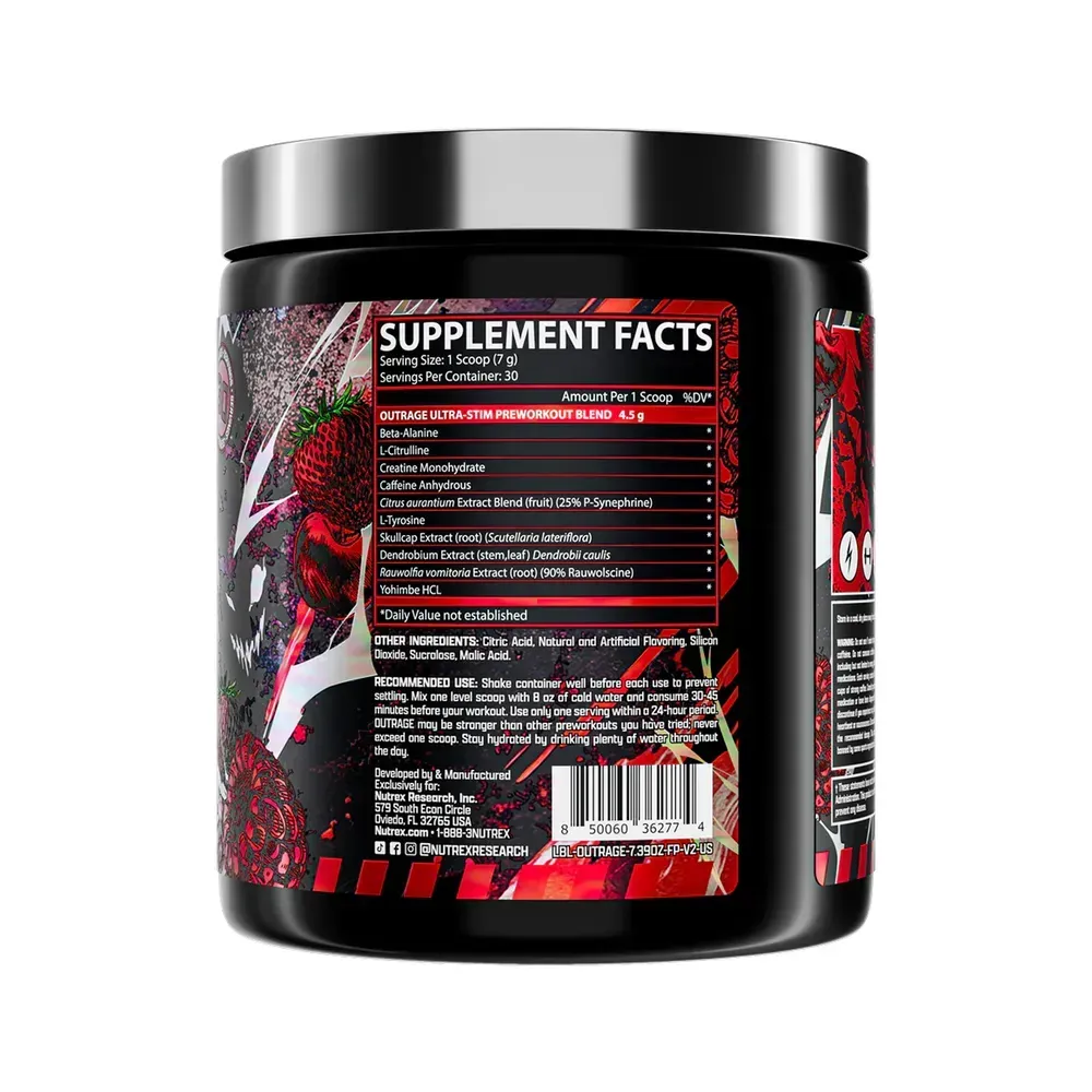 Nutrex Outrage High-Stim Pre-Workout 30 порцій, Фруктовий пунш, фото 2