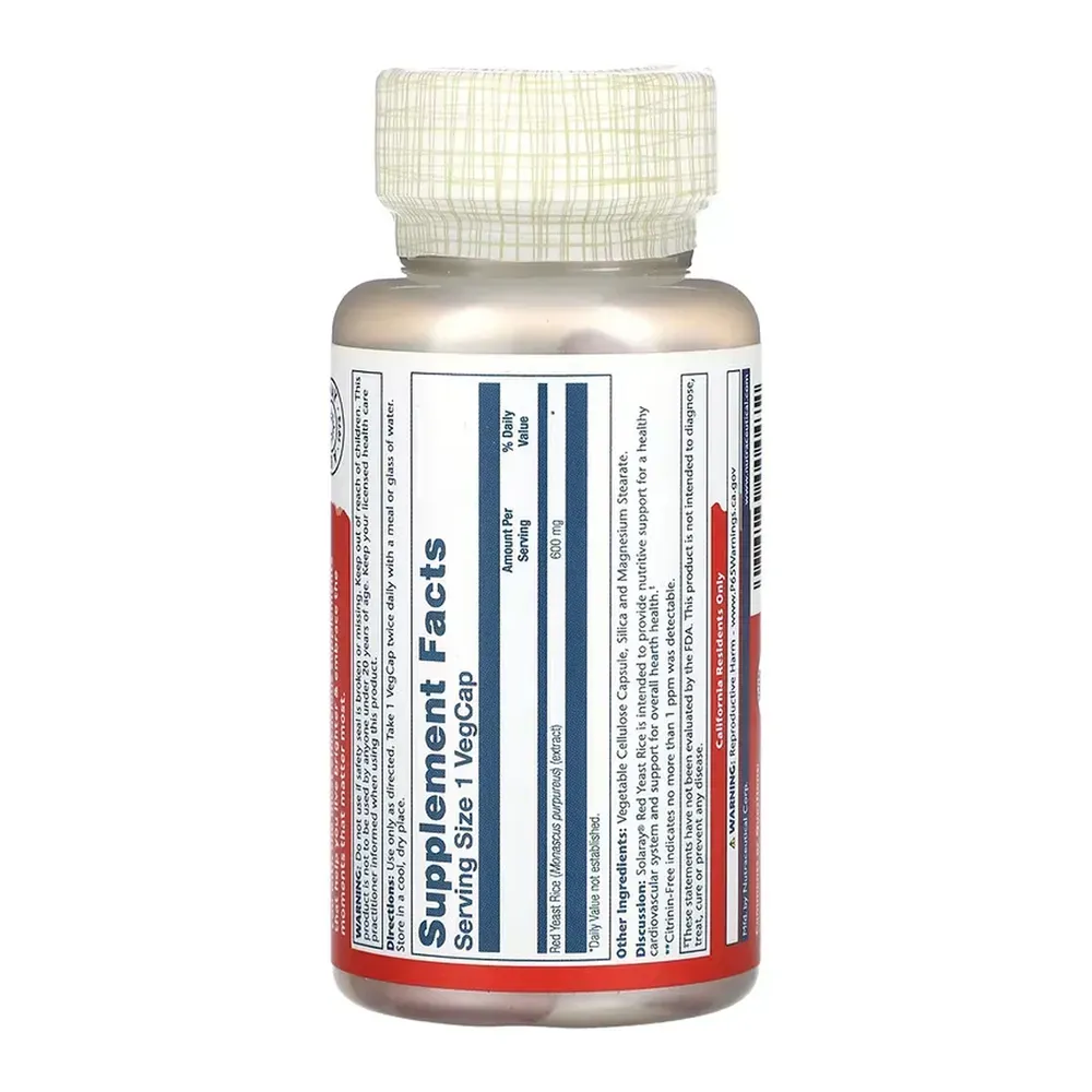 Red Yeast Rice 600mg - 90 vcaps