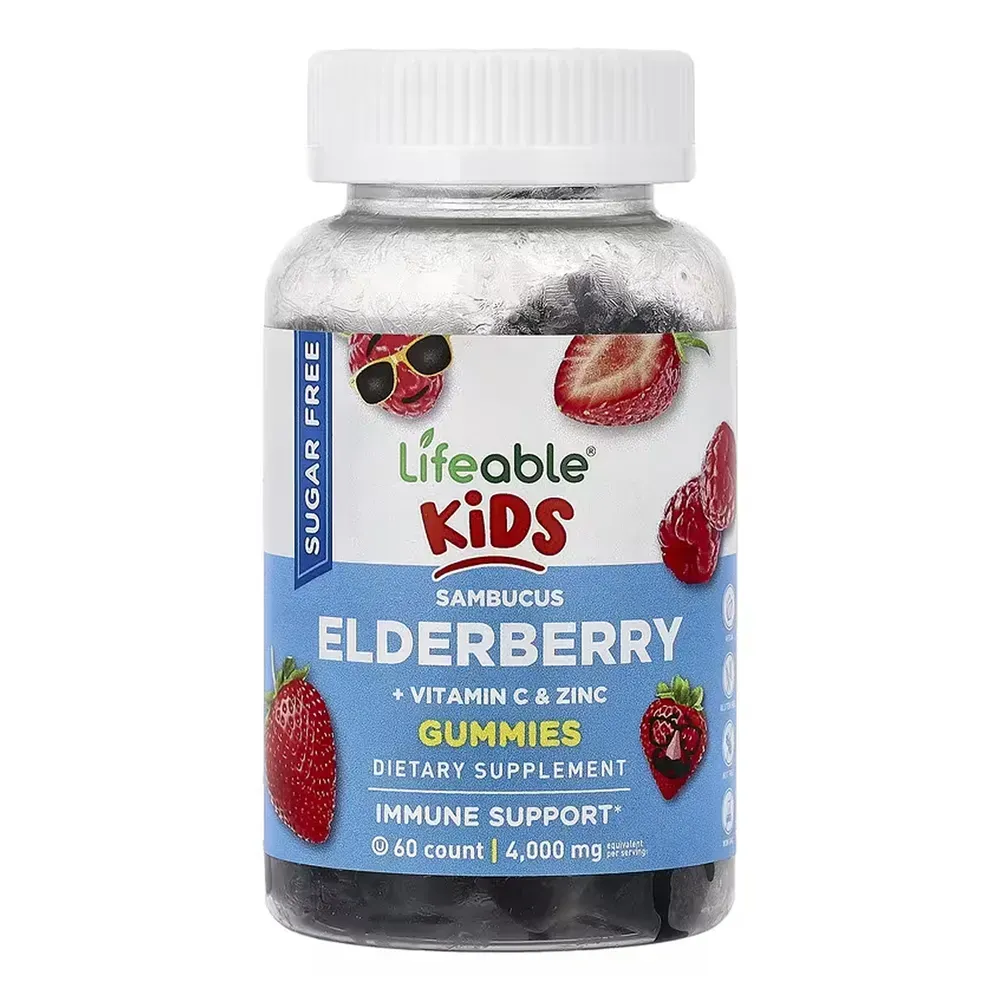 Lifeable Sambucus Elderberry + Vitamin C and Zinc Kids Sugar Free - 60 gummies