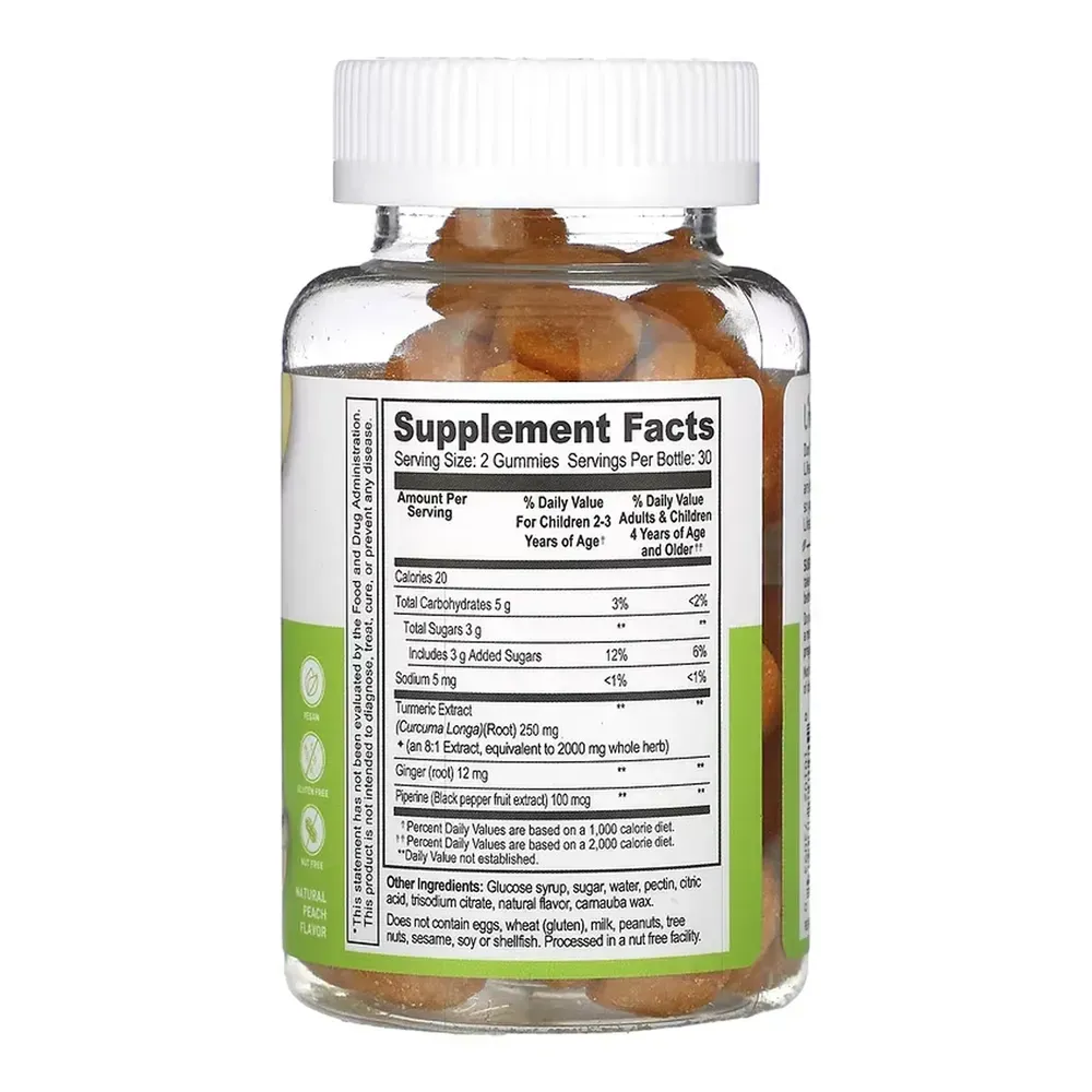 Lifeable Turmeric Curcumin with Ginger & Black Pepper Extract Kids - 60 gummies, фото 2