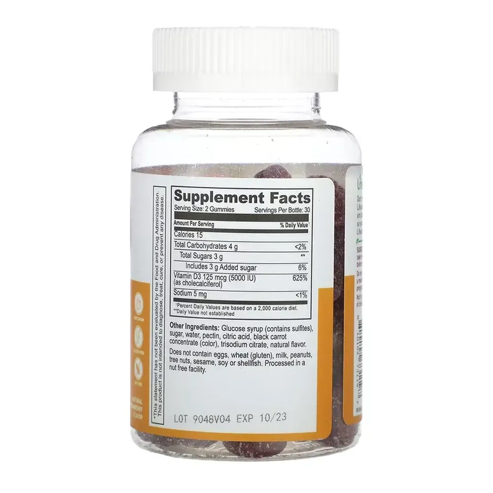 Lifeable Vitamin D 5,000 IU Adult - 60 gummies, фото 2