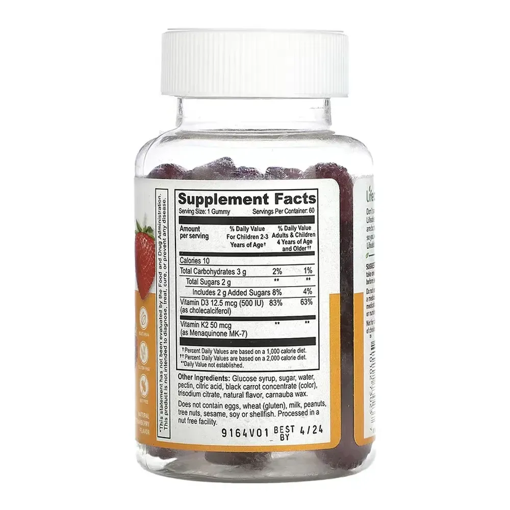 Lifeable Vitamin D3 + K2 Kids - 60 gummies, фото 2