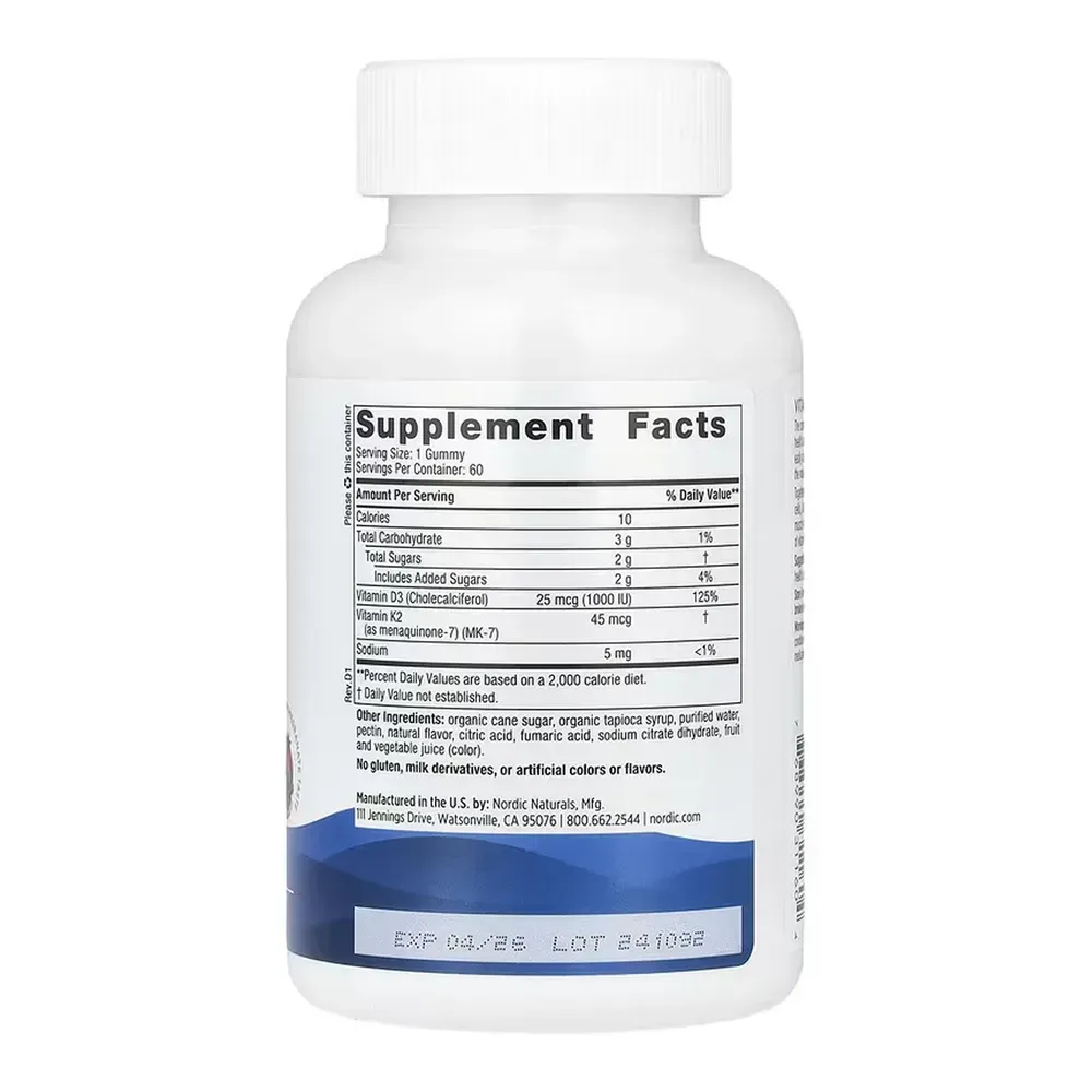 Nordic Naturals Vitamin D3 + K2 - 60 gummies, фото 2
