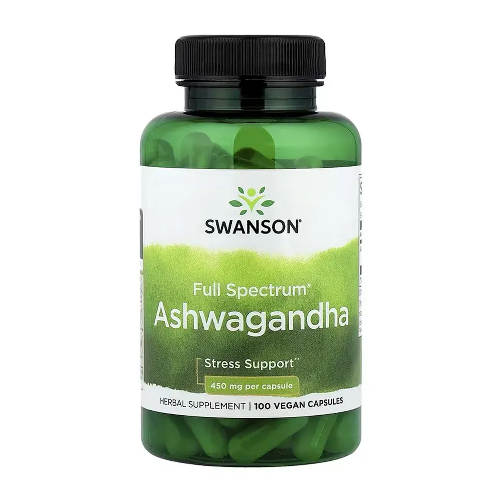 Ashwagandha, 450 мг, упаковка на 100 капсул