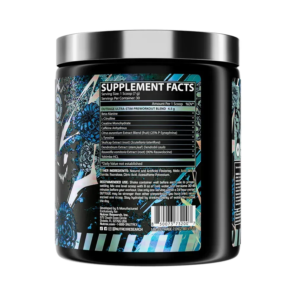 Nutrex Outrage - 30 serv Blue Raspberry, Блакитна малина, фото 2