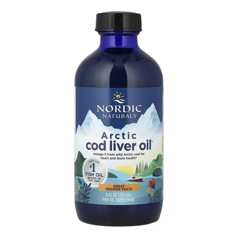 Nordic Naturals Arctic Cod Liver Oil — апельсин, 237 мл — упаковка