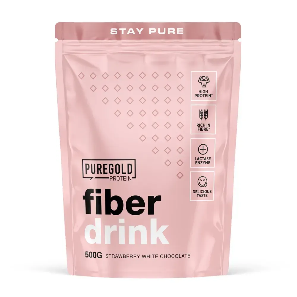 Pure Gold Fiber Drink — 500 г, полуниця — білий шоколад — упаковка