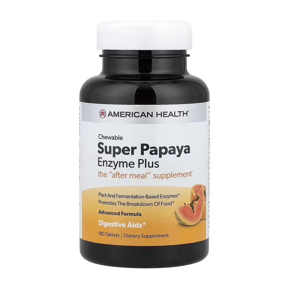 American Health Super Papaya Enzyme Plus — 180 жувальних таблеток — упаковка