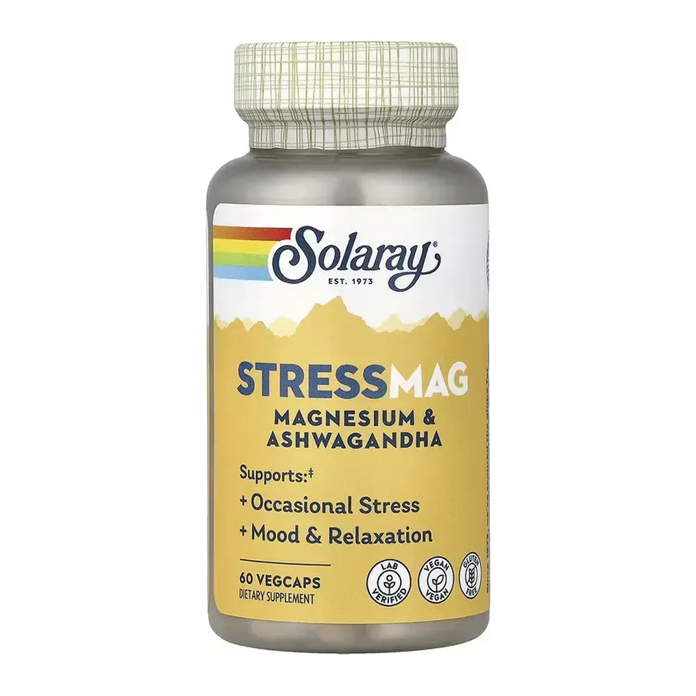 Solaray StressMag — магній та ашваганда, 60 капсул — упаковка