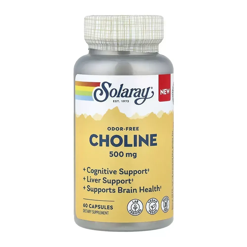 Solaray Choline — холін 500 мг, 60 капсул — упаковка
