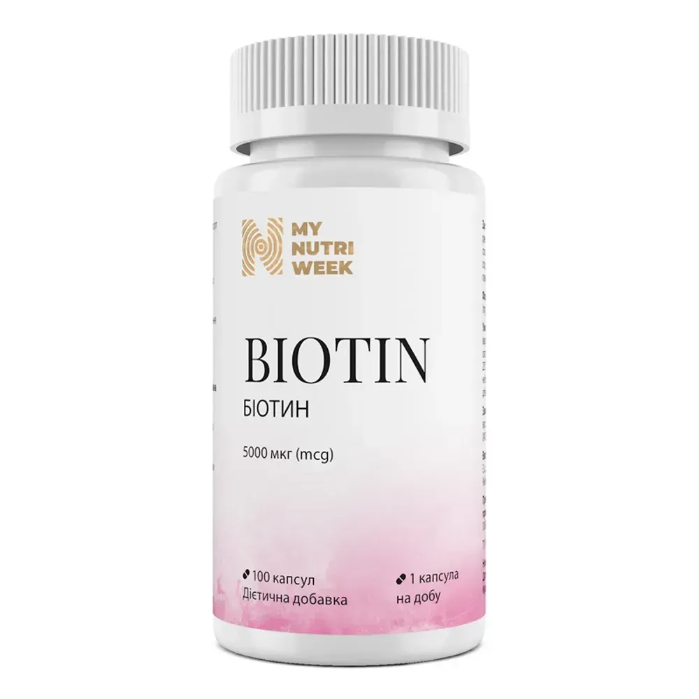 My Nutri Week Biotin — біотин 5000 мкг, 100 капсул — упаковка