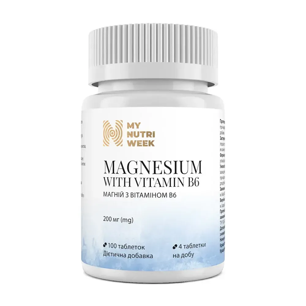 My Nutri Week Magnesium with Vitamin B6 — 100 таблеток — упаковка