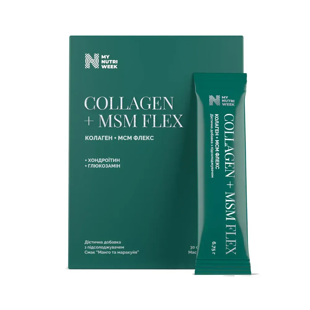 My Nutri Week Collagen + MSM Flex — 30 саше по 6,75 г, манго та маракуя — упаковка