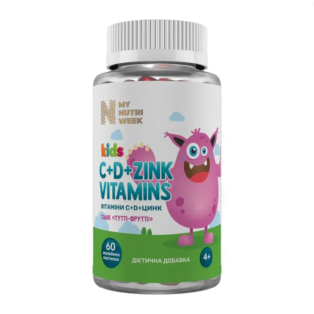 My Nutri Week Kids C + D + Zinc Gummies — 60 желейних пастилок — упаковка