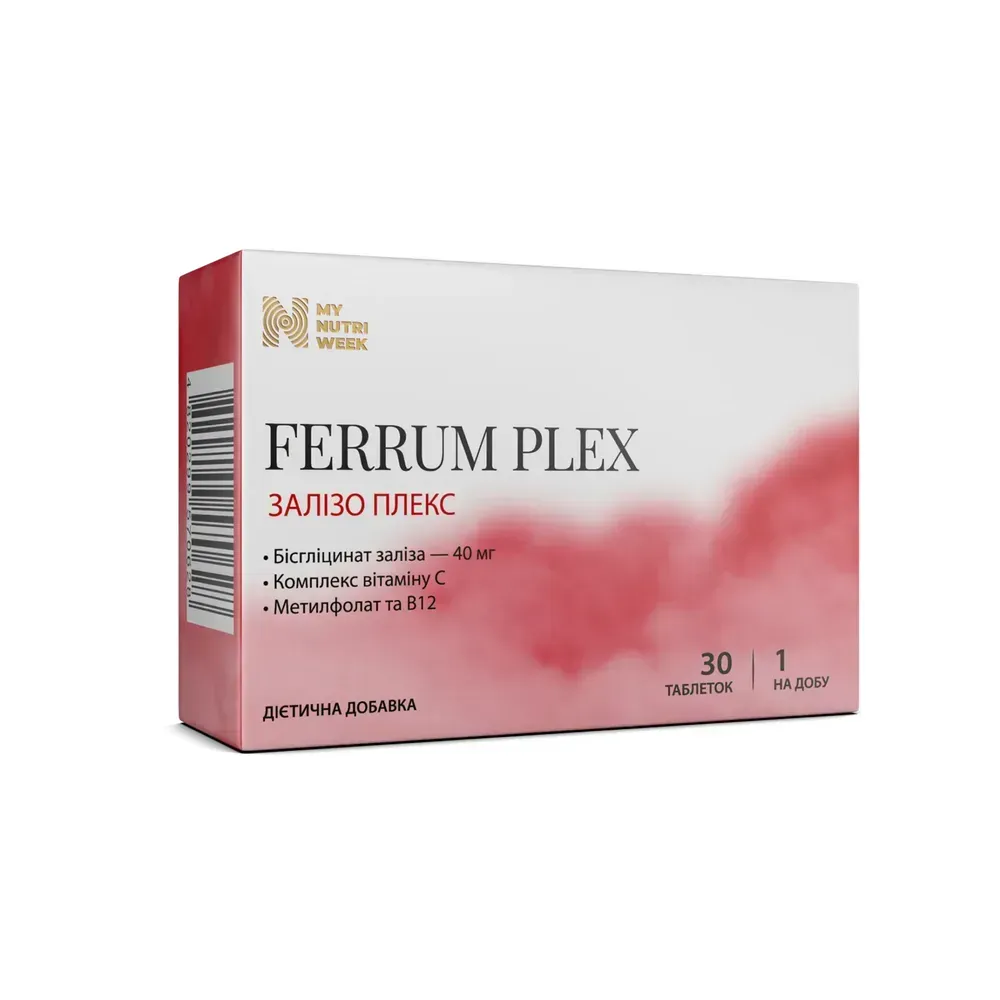 My Nutri Week Ferrum Plex — залізо, 30 таблеток — упаковка