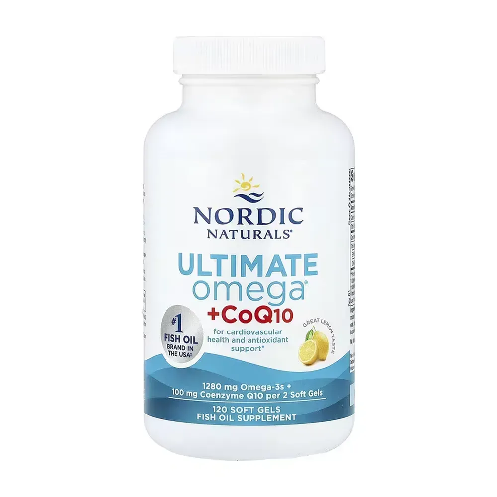 Nordic Naturals Ultimate Omega + CoQ10 — 120 капсул, лимон — флакон