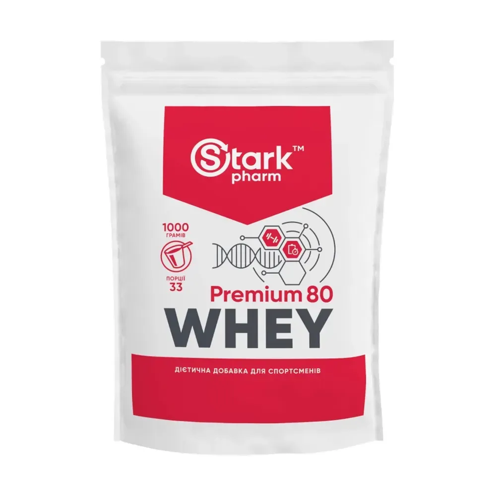 Stark Pharm Whey 80 Premium — 1000 г, подвійний шоколад — упаковка